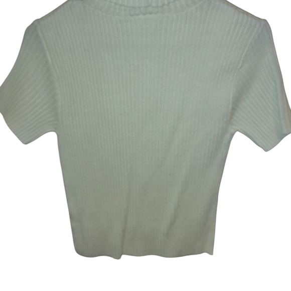 Basic Editions Ivory Ribbed Turtleneck Crop Top - Picture 2 of 4